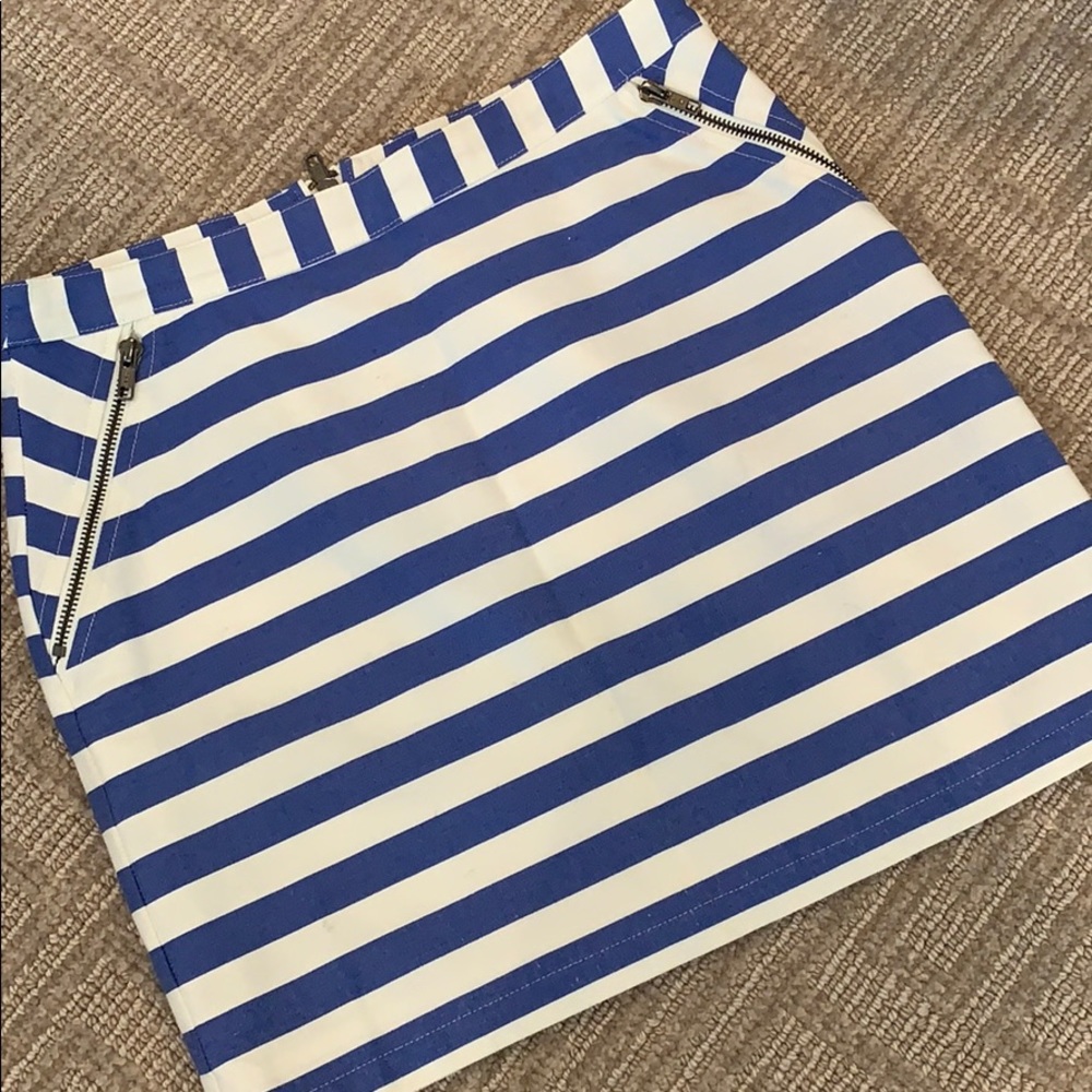 Blue and white striped skirt